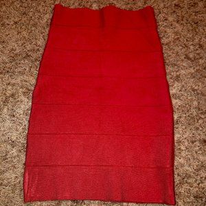 Bebe Solid Red Bandage Skirt